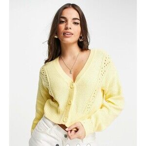 Butter yellow Hollister Pointelle cardigan
